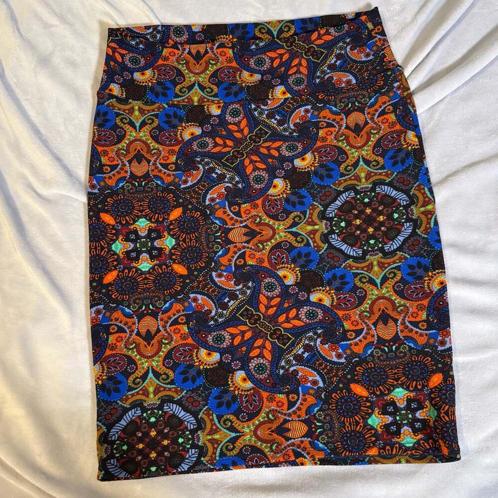 LuLaRoe Cassie Skirt XL Multicolor Geometric Paisley Pencil Skirt